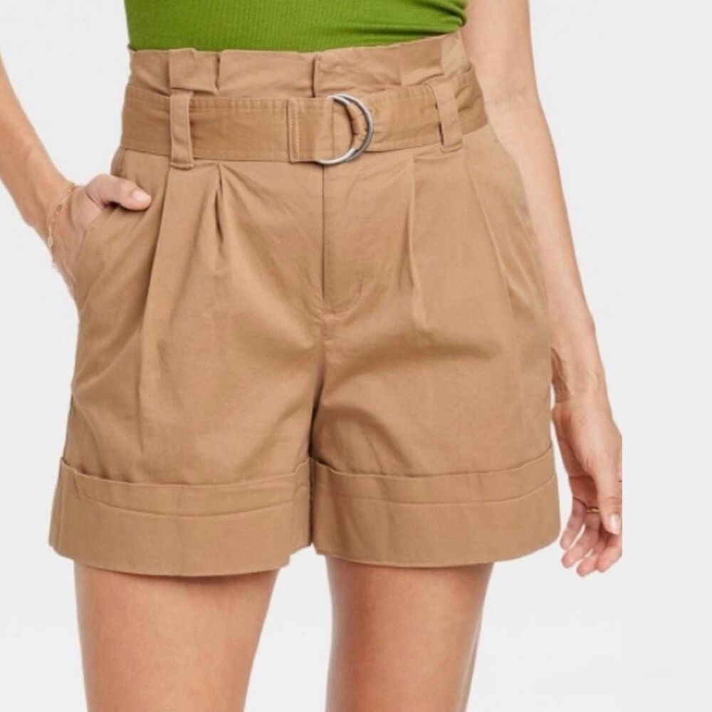 A New Day Gold Mustard High Waist Paperbag Shorts Sz 18